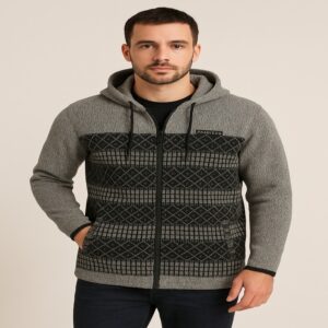 Yankess Pattern Knit Zip Hoodie